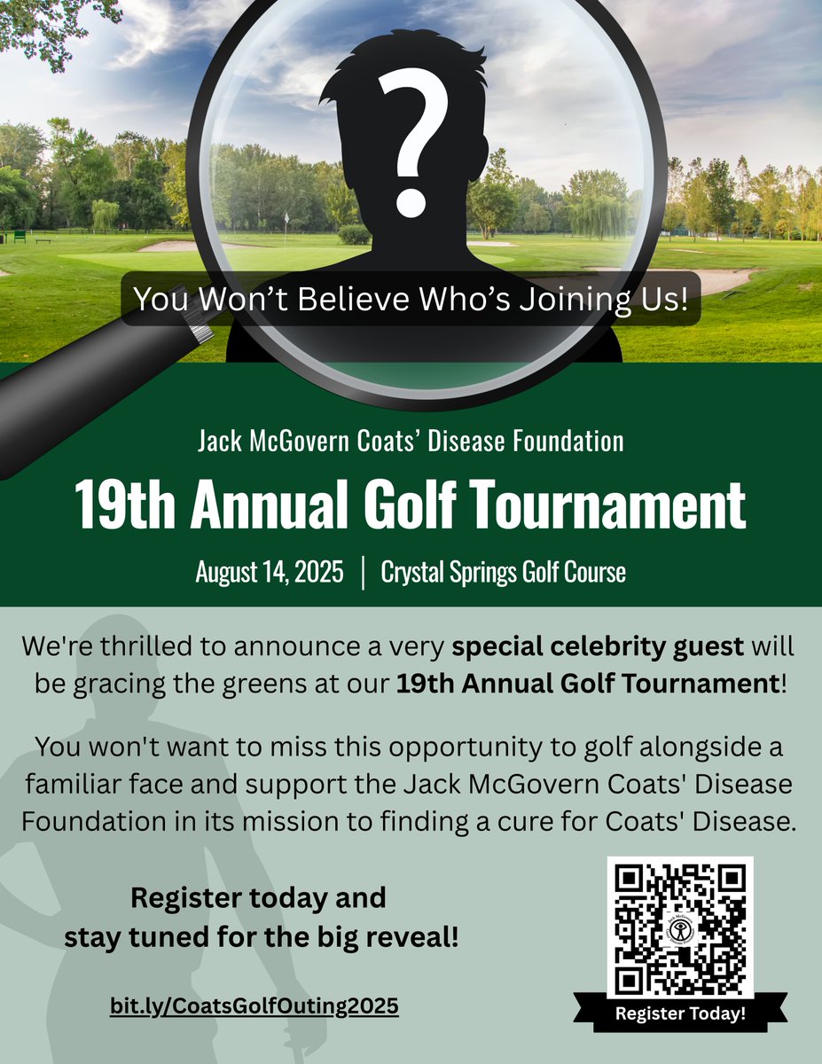Mark your calendar – you won’t want to miss this!
Register or become a sponsor today!
bit.ly/CoatsGolfOutin…

#Golf #CureCoats #CoatsDisease #Golfforacure