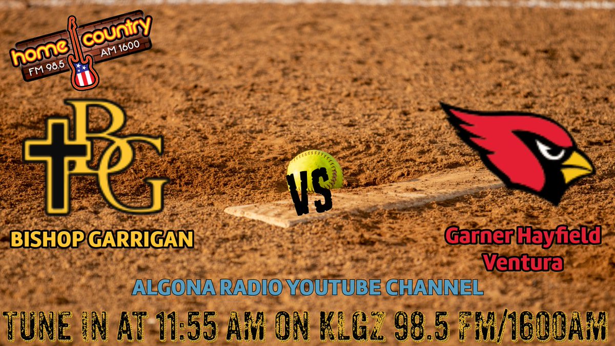 Today on KLGZ 98.5 FM/AM 1600, Bishop Garrigan takes on Garner Hayfield Ventura in Top of Iowa West softball!
youtube.com/watch?v=e60i7Z…
