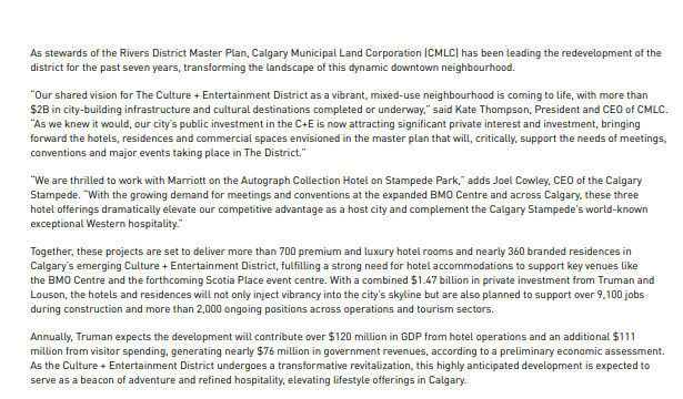 AdamMacVicar's tweet photo. NEW: Truman and Marriott International have announced plans to open 3 new hotels including a W Calgary, JW Marriott Calgary and an Autograph Collection Hotel on Stampede Park to open in 2028, 2029, and 2030.  

The plans include 2 towers set to be tallest in Western Canada. https://t.co/eOxd8nnA7T