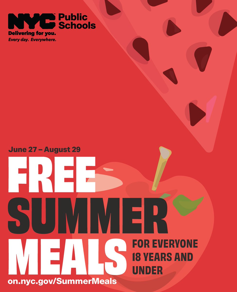 City of New York (@nycgov) on Twitter photo The <a href="/NYCSchools/">NYC Public Schools</a> #FreeSummerMeals Program provides free breakfast and lunch across all five boroughs to anyone ages 18 and younger.
No application is required! ππ
For a full list of dates, times and locations, visit: on.nyc.gov/SummerMeals The <a href="/NYCSchools/">NYC Public Schools</a> #FreeSummerMeals Program provides free breakfast and lunch across all five boroughs to anyone ages 18 and younger.
No application is required! ππ
For a full list of dates, times and locations, visit: on.nyc.gov/SummerMeals