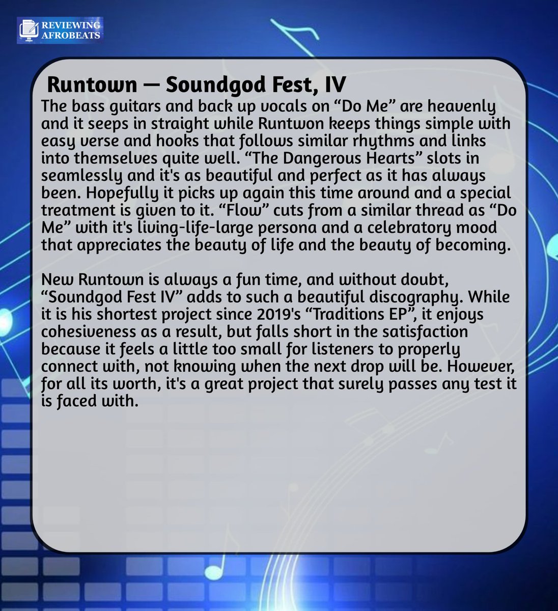 Reviewing Afrobeats. tweet media