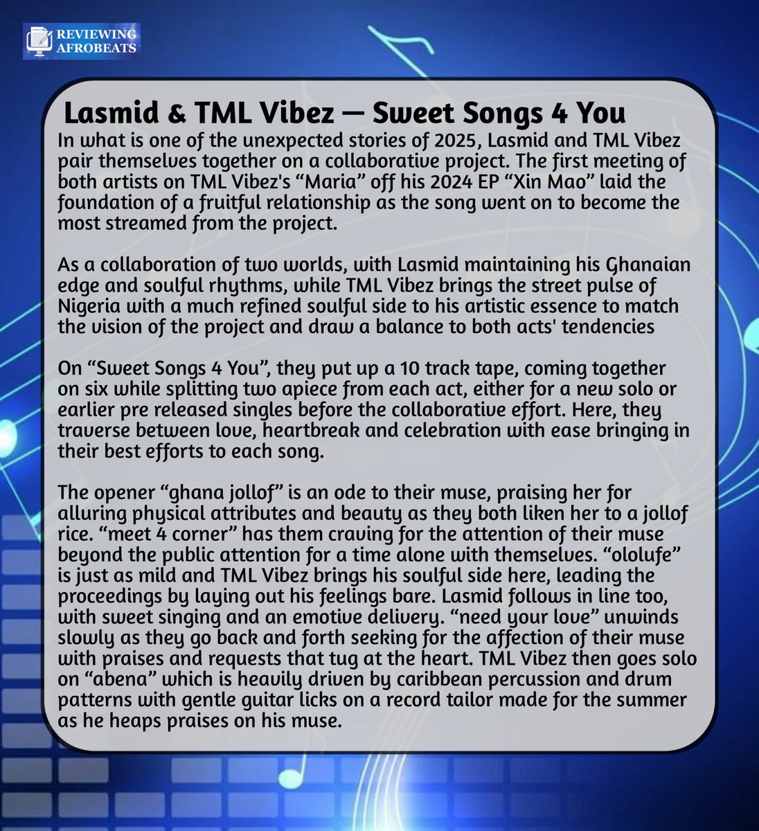 Reviewing Afrobeats. tweet media