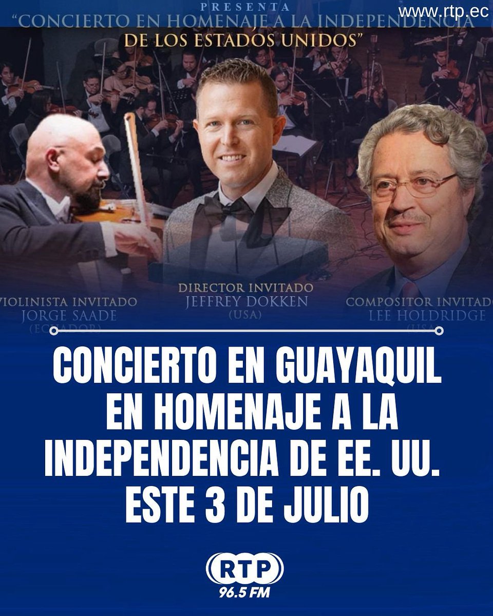 La Fundación Garza Roja y la Orquesta Filarmónica Municipal ofrecerán un concierto en homenaje a la independencia de Estados Unidos este jueves 3 de julio, a las 20:00, en el Teatro Sánchez Aguilar.

Participan el director Jeffrey Dokken, el violinista Jorge Saade y el compositor