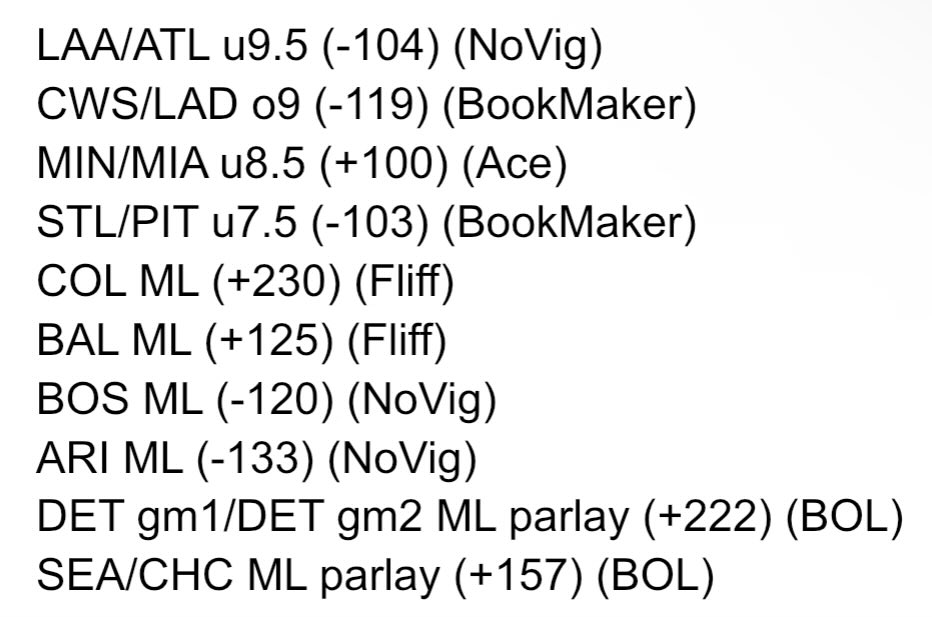 SDQL_Redbird's tweet image. 7/2 #MLB 

Didn’t have a ton of time to line shop today so likely missing some value. Massive card, what could go wrong. BOL