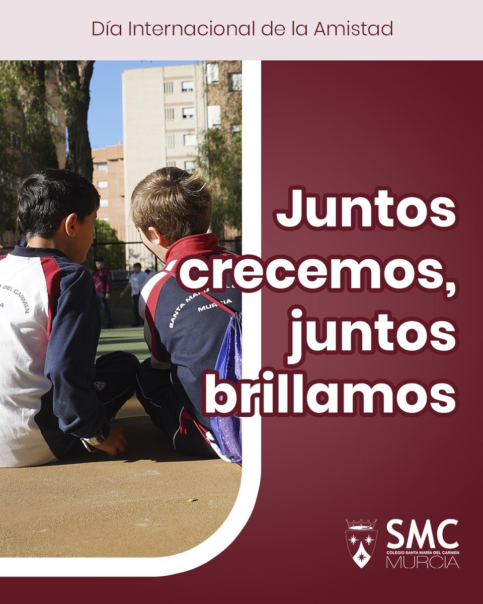 💙 Hoy celebramos el poder de la #amistad 💙 En el #SMCMurcia sabemos que los lazos de amistad nos acompañan, nos fortalecen y nos alegran cada día.

👫✨ Porque juntos aprendemos, crecemos y compartimos momentos inolvidables.
¡Feliz #DíaInternacionaldelaAmistad! 🎉💫