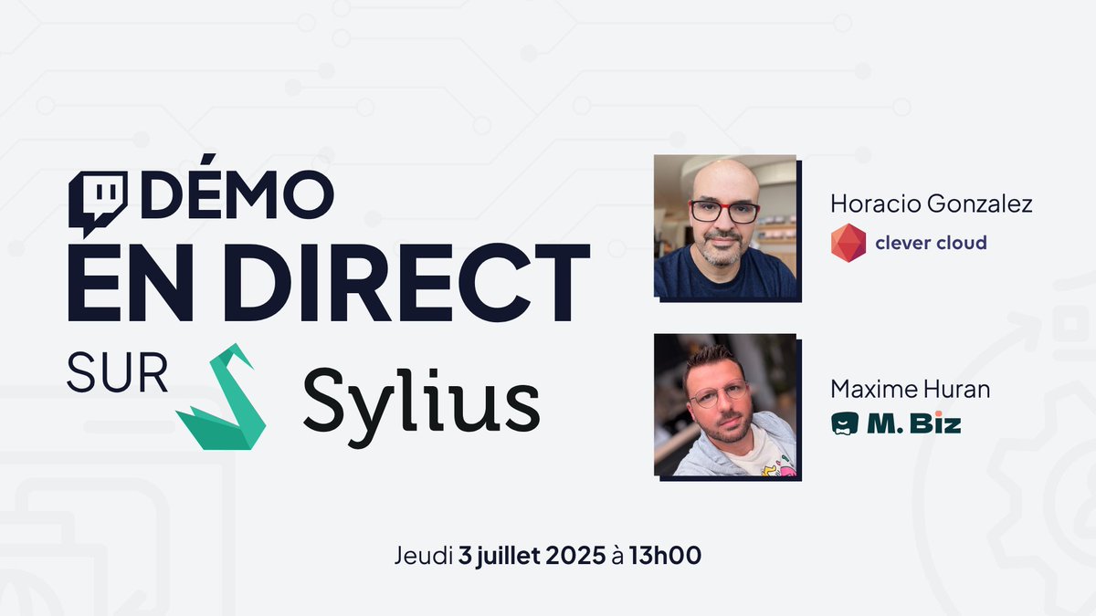 clever_cloudFR's tweet image. [𝗟𝗜𝗩𝗘] Envie de voir Sylius en action ? C’est dans 3h !

Démo live et déploiement sur Clever Cloud avec @LostInBrittany &amp;amp; Maxime Huran de @MonsieurBiz

🕐 À 13h sur Twitch et YouTube

👉 Twitch : twitch.tv/clevercloud
👉 YouTube : youtube.com/live/U9-MXhopC…
