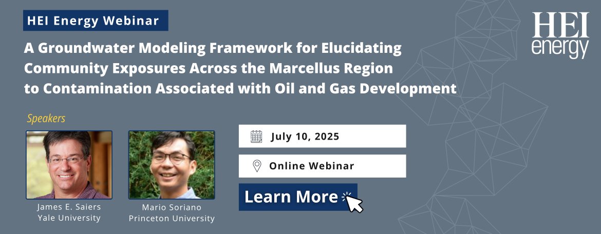 Join HEI Energy on Thursday, July 10 from 12-1 PM (EST) for a webinar exploring how groundwater modeling can help identify residential well water vulnerability to contamination from unconventional oil and gas development in the Marcellus Region.  

🔗: tinyurl.com/3wxnfk97
