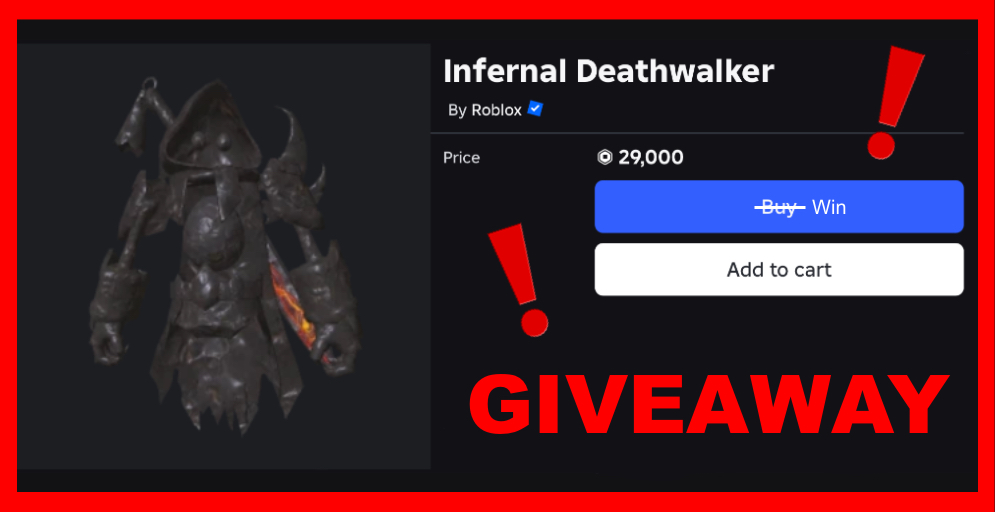 Philipp (@topcatgg) on Twitter photo 🚨 INFERNAL DEATHWALKER (29K RBX) GIVEAWAY 🚨
WIN NOW:
1️⃣ FOLLOW: <a href="/TopcatGG/">Philipp 🔜 RDC25</a>
2️⃣ LIKE & REPOST
+ JOIN GROUP TO ACCEPT PRIZE: roblox.com/communities/34…
You can keep the Robux or purchase bundle. Results announced on July 9.
#Roblox #RobloxDev #RobloxArt #RobloxGiveaway 🚨 INFERNAL DEATHWALKER (29K RBX) GIVEAWAY 🚨
WIN NOW:
1️⃣ FOLLOW: <a href="/TopcatGG/">Philipp 🔜 RDC25</a>
2️⃣ LIKE & REPOST
+ JOIN GROUP TO ACCEPT PRIZE: roblox.com/communities/34…
You can keep the Robux or purchase bundle. Results announced on July 9.
#Roblox #RobloxDev #RobloxArt #RobloxGiveaway