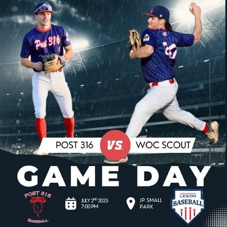 Gameday! 19u 🐍 try to wrap up and undefeated regular season as they take on WOC Scout team at home at 7 pm tonight. 17u finished up division play at Fletcher HS vs Post 129 at 6 pm.