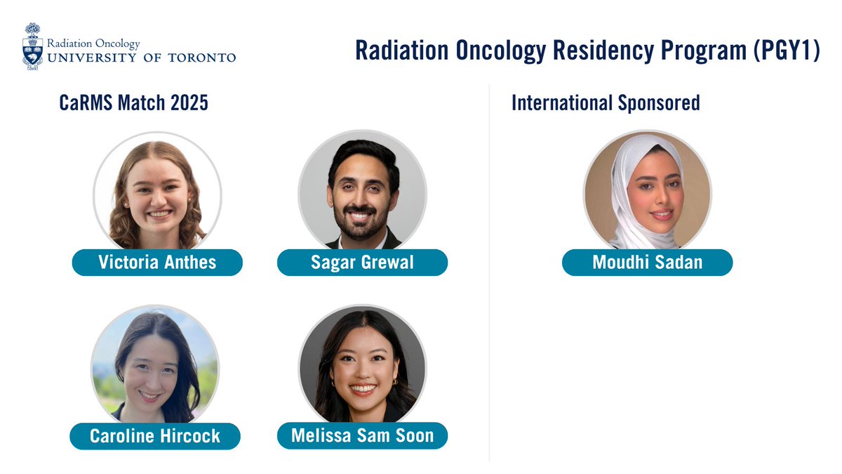 Radiation Oncology (@uoftdro) on Twitter photo We’re excited to kick off a new chapter this academic year by welcoming our five <a href="/UofTDRO/">Radiation Oncology</a> #PGY1 residents - Victoria, <a href="/SagarGrewal4/">Sagar Grewal</a> , Caroline, Moudhi, and <a href="/Melissasamsoon/">Melissa Sam Soon</a>! So happy to have you join the UTDRO family! <a href="/DrBezjakRO/">Andrea Bezjak</a>
Learn more: uoft.me/utdro-PGY1-2025 We’re excited to kick off a new chapter this academic year by welcoming our five <a href="/UofTDRO/">Radiation Oncology</a> #PGY1 residents - Victoria, <a href="/SagarGrewal4/">Sagar Grewal</a> , Caroline, Moudhi, and <a href="/Melissasamsoon/">Melissa Sam Soon</a>! So happy to have you join the UTDRO family! <a href="/DrBezjakRO/">Andrea Bezjak</a>
Learn more: uoft.me/utdro-PGY1-2025