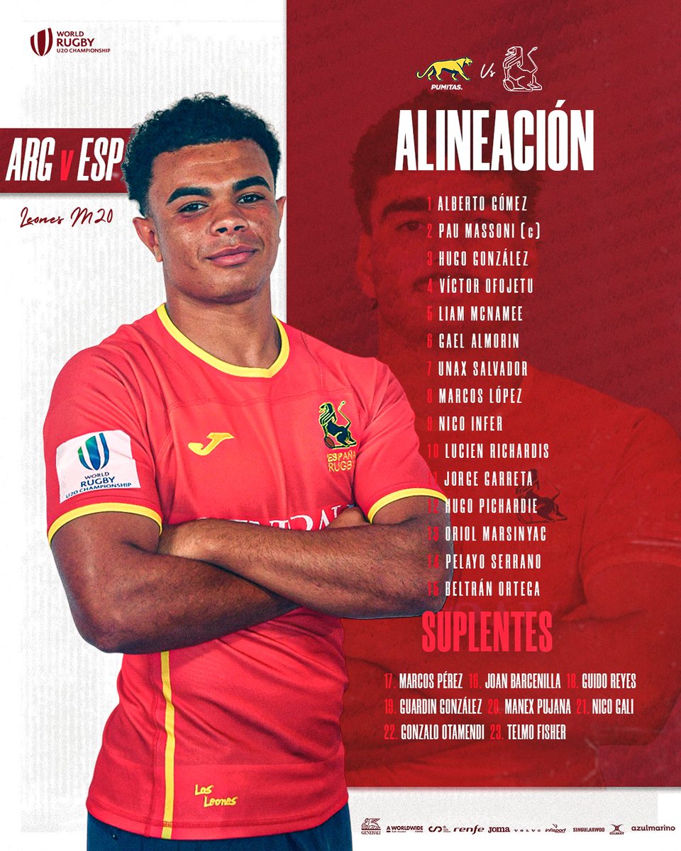 Muchos cambios para el segundo partido. Parece claro que Maño quiere que todos los jugadores lleguen lo más frescos posibles a los dos últimos partidos.
Muchas ganas de ver a Salvador en el 7, Marsinyac en el 13 y la bisagra Infer-Richardis