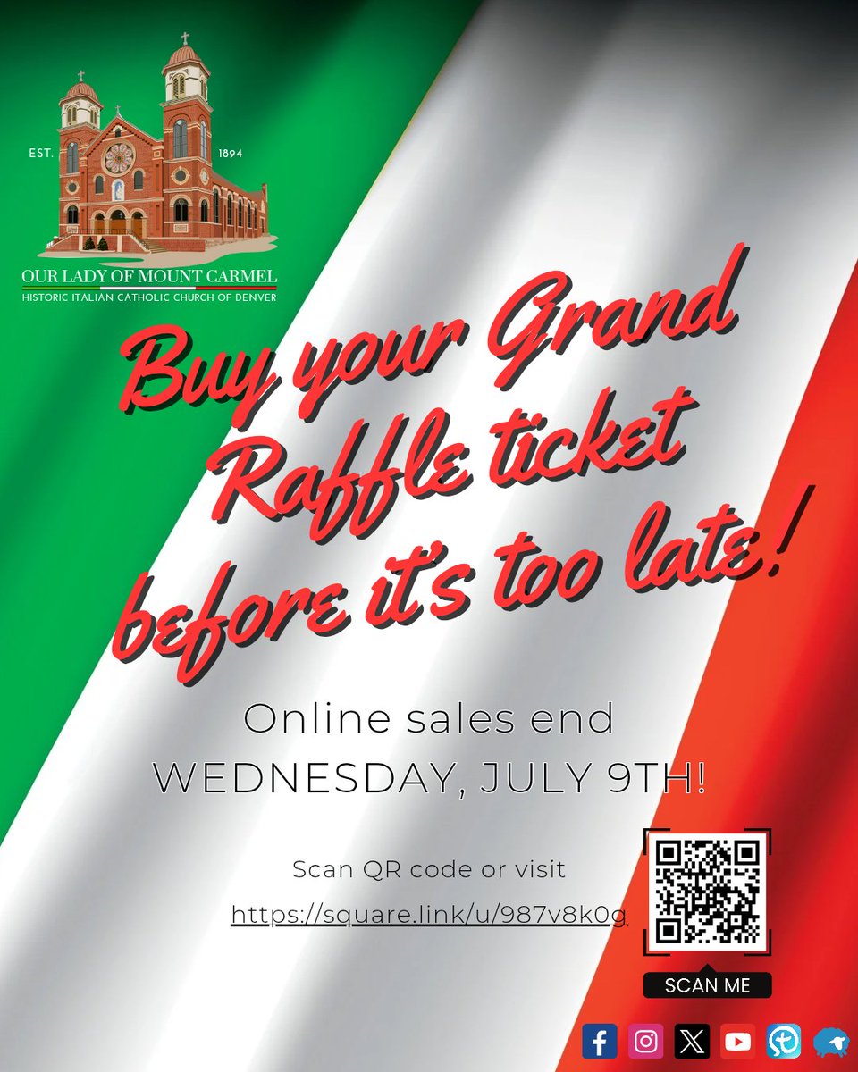 Online sales for Grand Raffle tickets end on July 9th at 11:59pm! Hurry and get yours now: ➡️ square.link/u/987v8k0g 

You can still purchase in-person after the 9th, but quantities are limited. We recommend buying online to guarantee a ticket. Thank you for the support!