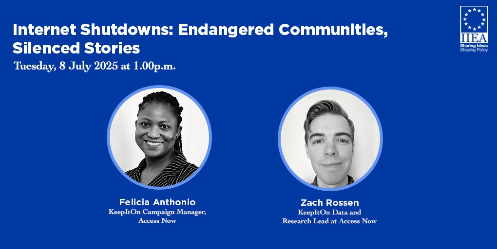 Access Now (@accessnow) on Twitter photo Join us for a timely conversation with <a href="/FelAnthonio/">Felicia Anthonio</a>, #KeepItOn Campaign Manager and Zach Rosson, #KeepItOn Data Analyst and Research Lead, as they present findings from our latest internet shutdowns report.
🗓️ July 8 | 🕐 1:00 PM (GMT+1)
🔗 Register here: iiea.com/events/interne… Join us for a timely conversation with <a href="/FelAnthonio/">Felicia Anthonio</a>, #KeepItOn Campaign Manager and Zach Rosson, #KeepItOn Data Analyst and Research Lead, as they present findings from our latest internet shutdowns report.
🗓️ July 8 | 🕐 1:00 PM (GMT+1)
🔗 Register here: iiea.com/events/interne…