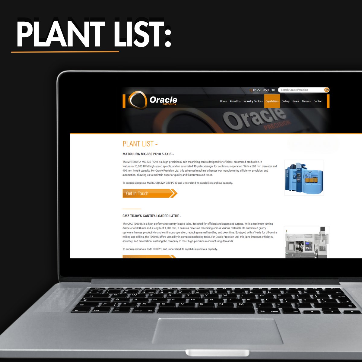 From @matsuura_uk to @starmicronicsgb, DOOSAN @mills_cnc, @cmz_cnc_lathes, and more, our continued investment in the latest CNC technology guarantees precision and efficiency in every component we manufacture.

To view our full plant list, click here: oracle-precision.co.uk/capabilities/p…