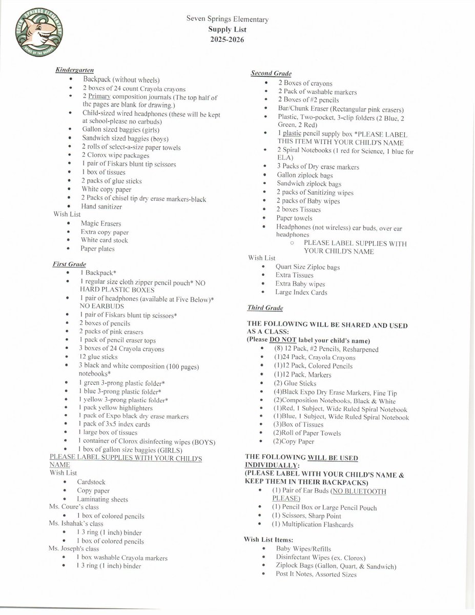 SSES_Sharks's tweet photo. Supply List 2025-2026 https://t.co/S9l3PIYJ7y