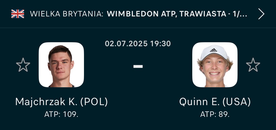 Kuba Typuje - Betside. (@kubasarzala) on Twitter photo 🚨KONKURS 5x20zł freebet do <a href="/BetclicPolska/">Betclic Polska 🔞</a>.
Zasady:
🎾➡️ Wytypuj łączną ilość asów w meczu Majchrzak - Quinn
➕Follow
🔄RT
❤️LIKE
🕰️Czas do rozpoczęcia meczu!
#Wimbledon #konkurs #tenis #bukmacherka #betclic 🚨KONKURS 5x20zł freebet do <a href="/BetclicPolska/">Betclic Polska 🔞</a>.
Zasady:
🎾➡️ Wytypuj łączną ilość asów w meczu Majchrzak - Quinn
➕Follow
🔄RT
❤️LIKE
🕰️Czas do rozpoczęcia meczu!
#Wimbledon #konkurs #tenis #bukmacherka #betclic