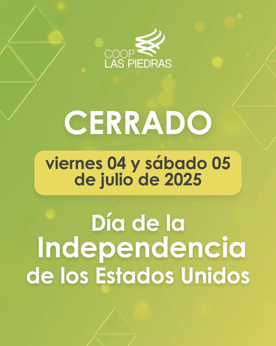 Atención 📷

Este próximo viernes 4 y sábado 5 de julio, nuestras sucursales permanecerán cerradas.

Haz tus transacciones en 
cooplaspiedras.com