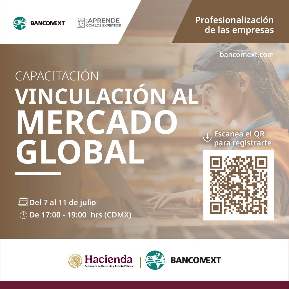 Participa en nuestra #CapacitaciónVirtual "Vinculación  al mercado global".

🗓️ Del 7 al 11 de julio
⏰ De 17:00 a 19:00 horas
🔗 ¡Inscríbete! ➡bit.ly/46tvzLk