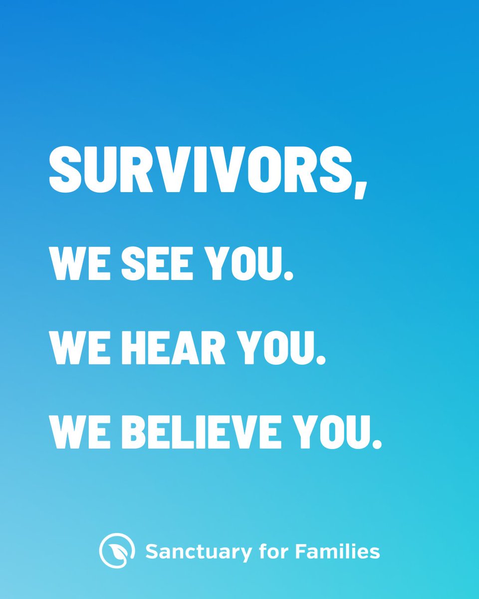 SFFNY's tweet image. Days like today can feel particularly hard for survivors of abuse.
Sanctuary is always here to remind you that we see you and we believe you.
Get help today: sanctuaryforfamilies.org/get-help/ #WeAreSanctuary