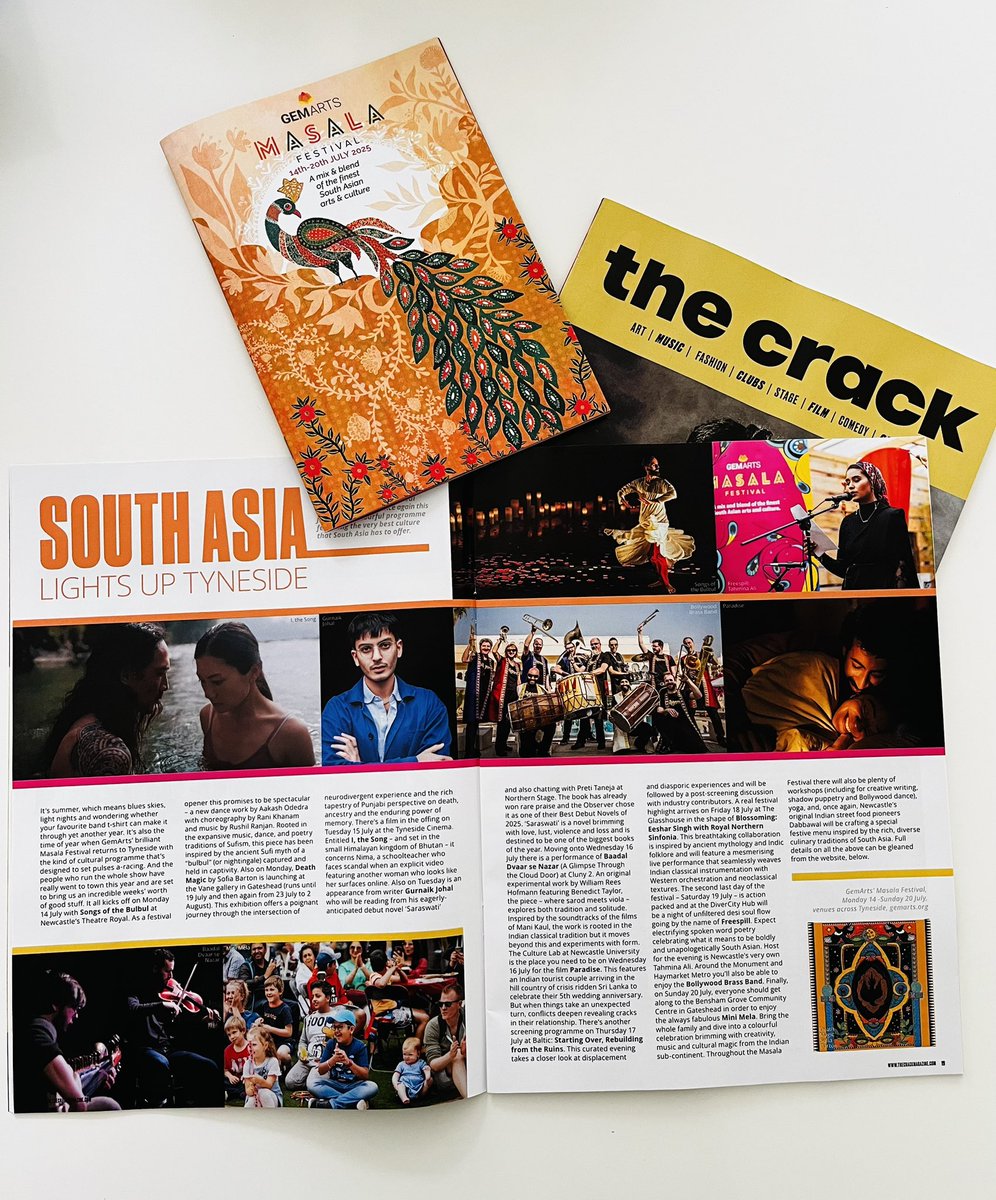 Oooohhhhh!! Check out the July issue of <a href="/the_Crack/">The Crack</a> and the lush double page feature on Masala Festival!! 🦚🐅🐘

#MasalaFestival 14-20 July  A mix &amp; blend of the finest South Asian arts &amp; culture ☀️🪷

Full programme 👉🏽 gemarts.org/whatson/