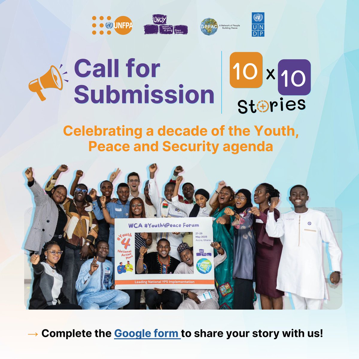 Building Blocks for Peace (@bbforpeace) on Twitter photo Dear Young People,
Did you know that your effort towards building peace in your local community is getting noticed, and is at the verge of mounting global stages? Here’s how!
<a href="/gppacwestafrica/">GPPAC West Africa</a>, <a href="/GPPAC/">GPPAC Peacebuilders</a>, <a href="/UNFPA/">UNFPA</a>, <a href="/UNDPAfrica/">UNDP Africa</a>, and <a href="/unoy_peace/">UNOY Peacebuilders</a> have come together to launch 10x10 YPS Dear Young People,
Did you know that your effort towards building peace in your local community is getting noticed, and is at the verge of mounting global stages? Here’s how!
<a href="/gppacwestafrica/">GPPAC West Africa</a>, <a href="/GPPAC/">GPPAC Peacebuilders</a>, <a href="/UNFPA/">UNFPA</a>, <a href="/UNDPAfrica/">UNDP Africa</a>, and <a href="/unoy_peace/">UNOY Peacebuilders</a> have come together to launch 10x10 YPS