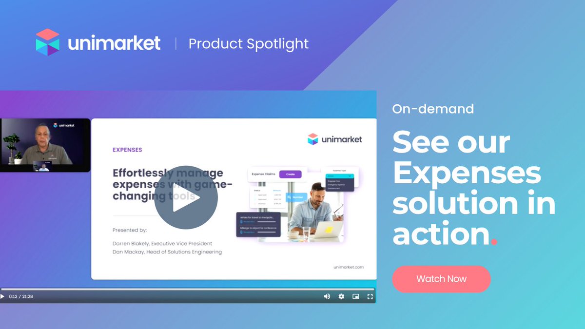 🎥 Missed the Unimarket Expenses product spotlight? No problem—it’s now available on demand. See how we simplify T&amp;E with paper-free submissions, automated approvals &amp; real-time visibility. 
🔗 hubs.li/Q03vDJ5Y0

#ExpenseManagement #SpendManagement #Unimarket #HigherEd