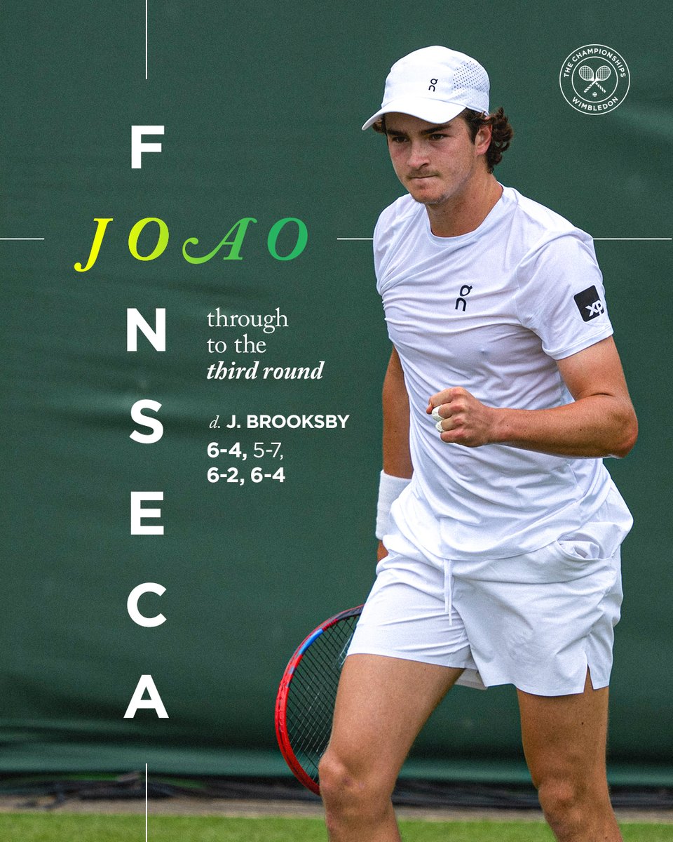 Teenage dream at just 18 🇧🇷

Joao Fonseca becomes the youngest man to reach the third round since 2011

#Wimbledon