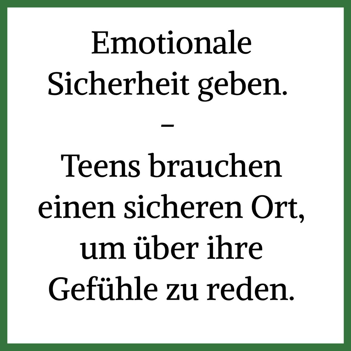 Michael2be79's tweet photo. Emotionale Sicherheit geben. Teens brauchen einen sicheren Ort, um über ihre Gefühle zu reden. 💬 

In der Pubertät sind sie empfindlich für Kritik, weil ihr Gehirn noch lernt, Emotionen zu steuern. 
Zeig ihnen, dass du ihre Gefühle ernst nimmst, auch wenn sie übertrieben wirken. 

Sag z. B.: ‚Ich verstehe, dass du traurig bist‘, statt ‚Das ist doch nicht so schlimm‘. Hör zu, ohne gleich Ratschläge zu geben, z. B. bei einem Spaziergang oder einem entspannten Abendessen. 

Das baut Vertrauen auf und hilft ihnen, mit Gefühlen umzugehen. 

#Entwicklungspsychologie #ElternVonTeens #Teenager #Familien #Eltern #Jugendliche #Systemisch #JungeErwachsene #Elterncoaching