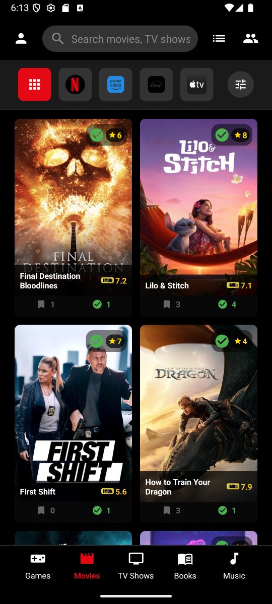 Dejo por aquí una app que he estado haciendo para trackear juegos, pelis, series, libros y música. Todo en la misma app. Por si sois de tenerlo todo apuntado como yo y no estar usando varias apps para ello.

play.google.com/store/apps/det…