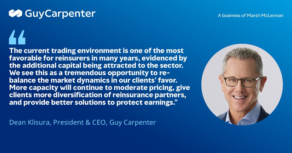 Guy Carpenter has released its press release on Mid-Year 2025 Renewals. Visit our Renewal Resource Center to access our press release, charts and additional insights: bit.ly/3TQsmht