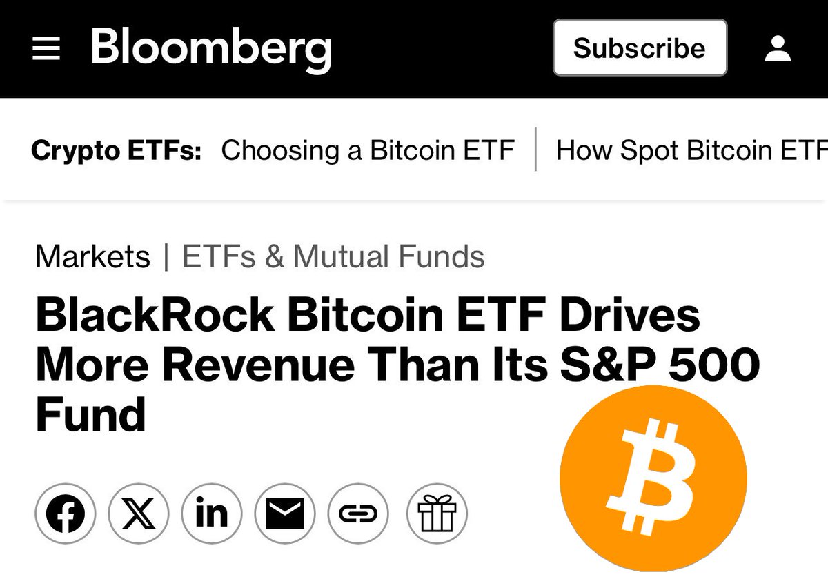 JUST IN: World's largest asset manager BlackRock's #Bitcoin ETF drives more revenue than its S&amp;P 500 fund — Bloomberg 🚀