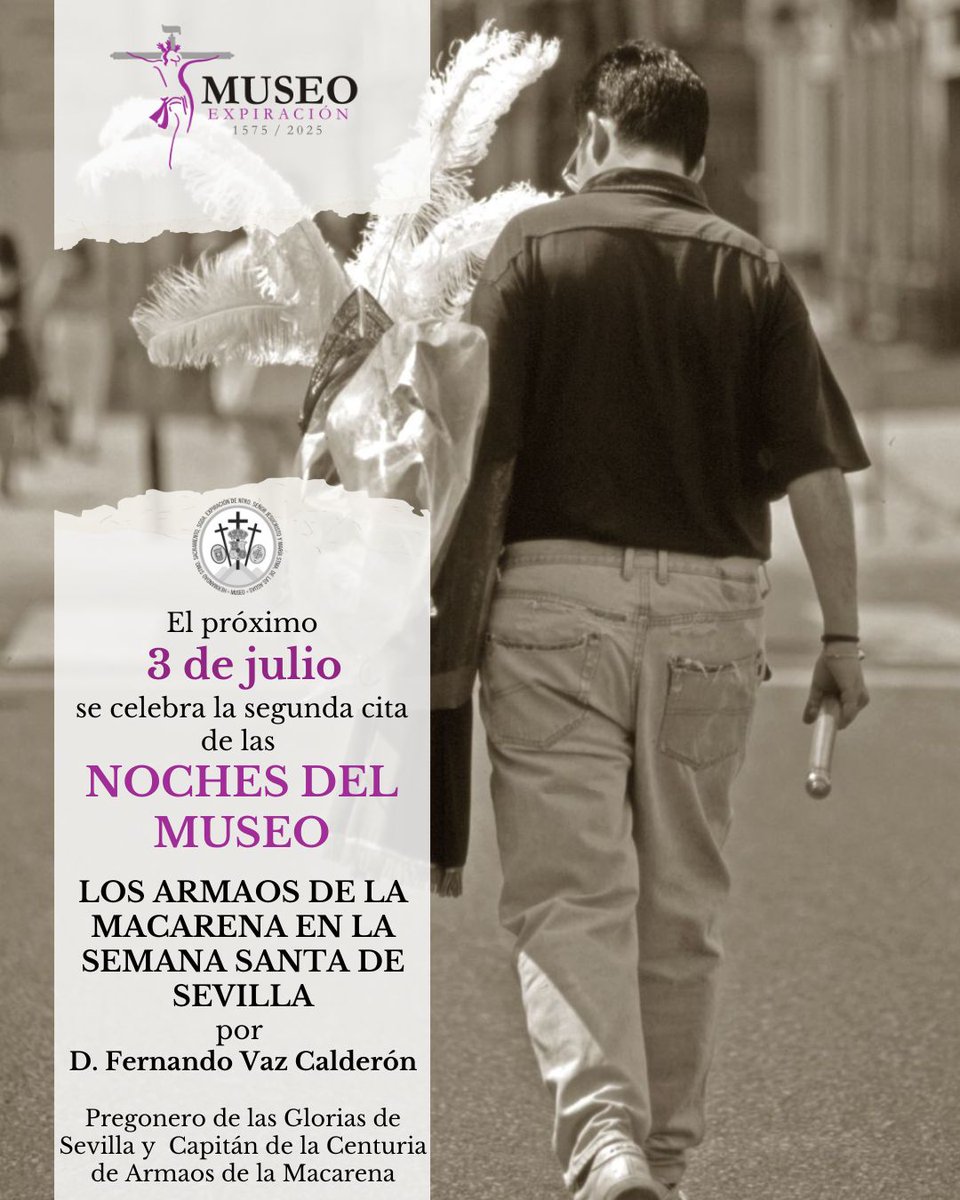 Hermandad del Museo (@hdad_museo) on Twitter photo NOCHES DEL MUSEO
Este jueves 3 de julio a partir de las 21.30 horas se celebra la segunda cita de las Noches del Museo. Todo aquel que quiera asistir podrá disfrutar de la disertación de D. Fernando Vaz Calderón <a href="/fervazcalderon/">Fernando Vaz Calderón</a> , pregonero de las Glorias en 2025 y Capitán de la NOCHES DEL MUSEO
Este jueves 3 de julio a partir de las 21.30 horas se celebra la segunda cita de las Noches del Museo. Todo aquel que quiera asistir podrá disfrutar de la disertación de D. Fernando Vaz Calderón <a href="/fervazcalderon/">Fernando Vaz Calderón</a> , pregonero de las Glorias en 2025 y Capitán de la