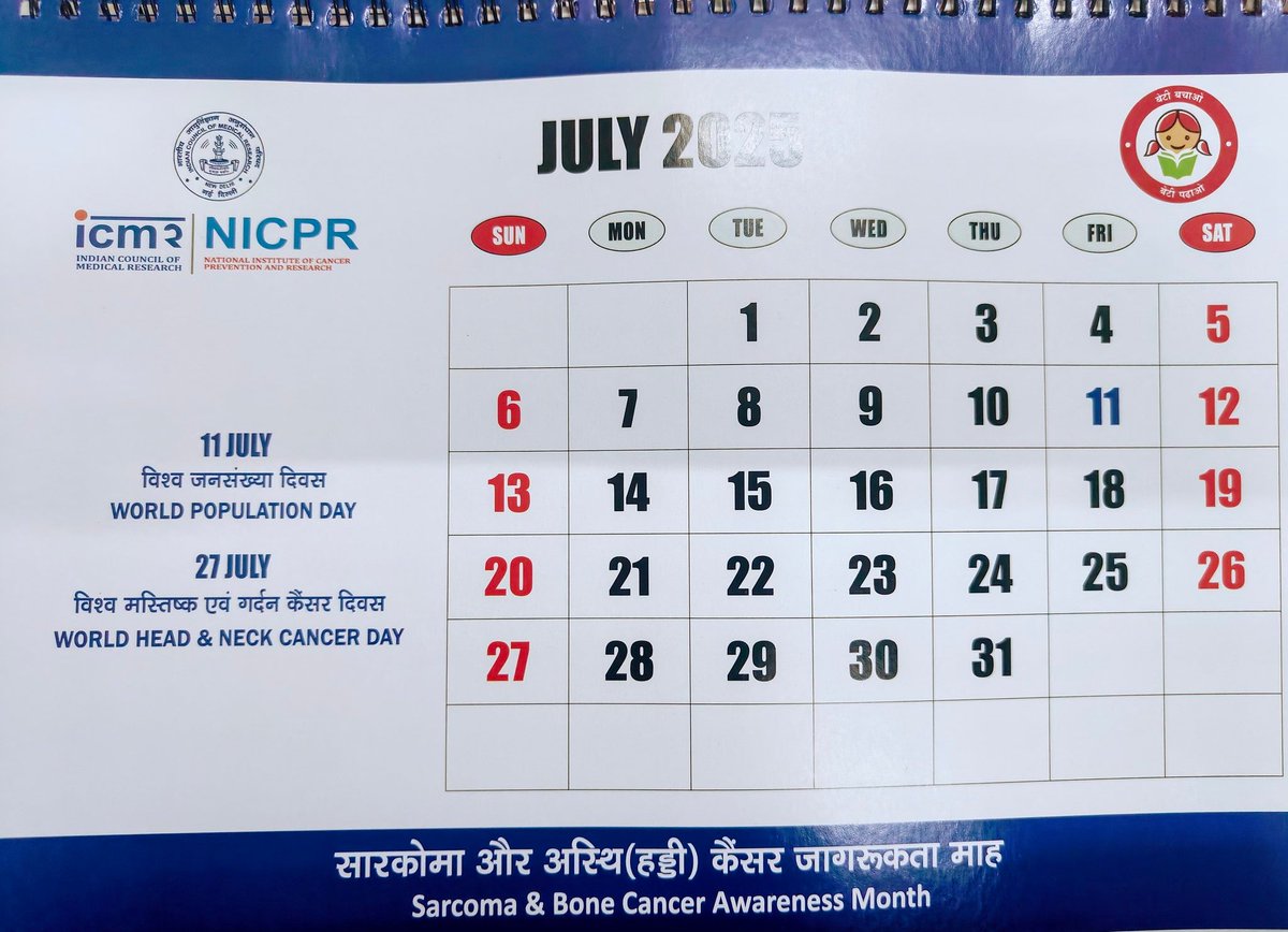 icmr_nicpr's tweet image. Monthly Calendar - #July
🎗️ "Stay Informed &amp; Spread Awareness - because knowledge saves lives".
#CancerAwareness
#PublicHealth
#PreventionMatters