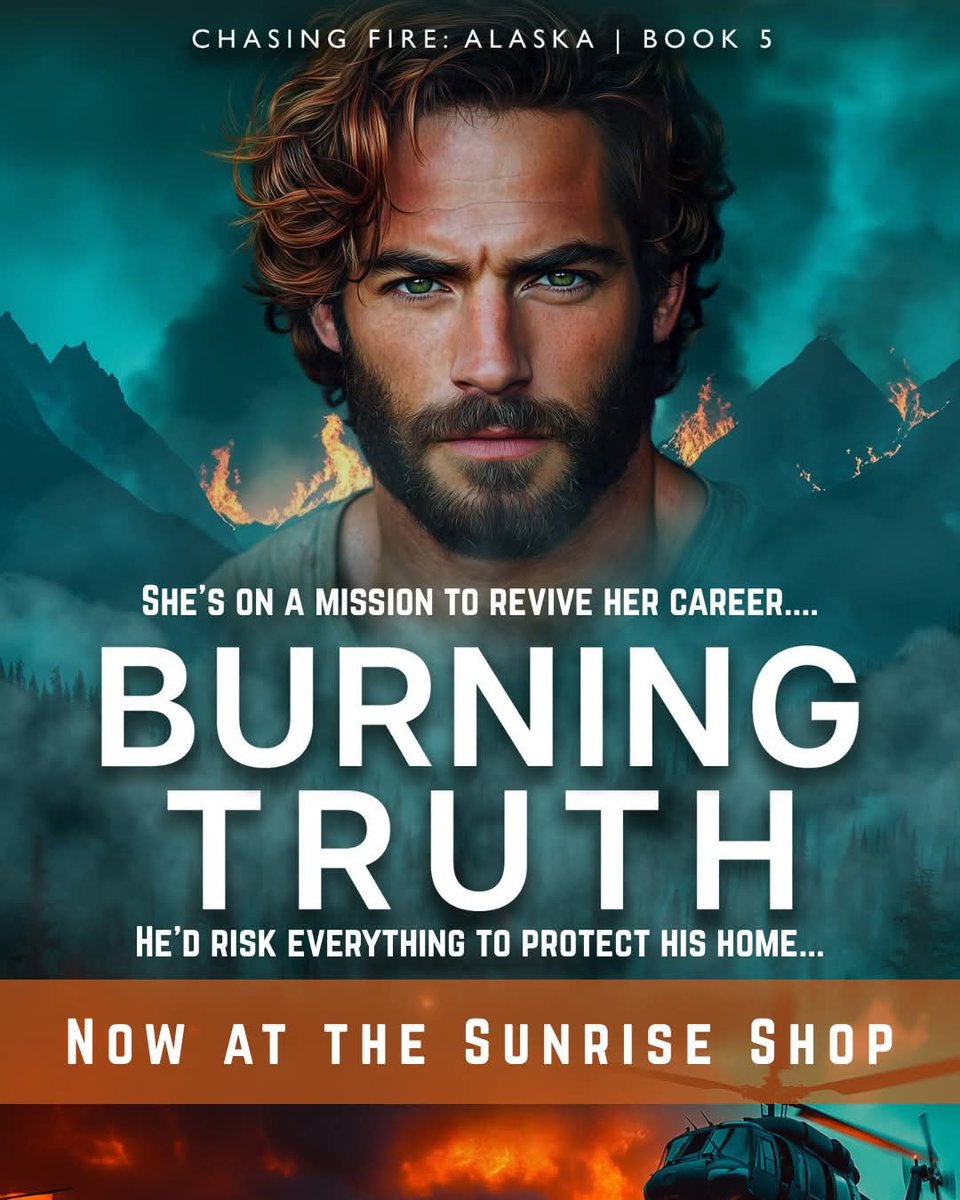 CreaJeanne's tweet photo. Journalist Dani’s last shot at success leads her into a militia’s crosshairs, and her only hope is rugged firefighter Grizz. 🚒💥 

Find out today in Burning Truth,l EXCLUSIVELY at the Sunrise Shop:

https://t.co/wLdU8wZQFB

#burningtruth #chasingfirealaska @BestInSuspense https://t.co/9fEsHEayMi