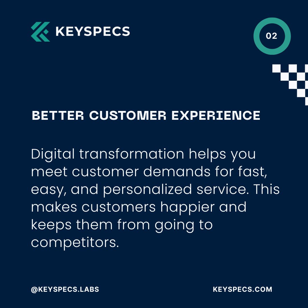 KeyspecsSolut's tweet image. Digital transformation powers both delighting customers, boosting efficiency, and cutting costs. At Keyspecs, we help businesses like yours scale up, every step of the way.

Ready to transform? Visit Keyspecs.com for insights.

#DigitalTransformation #Keyspecs