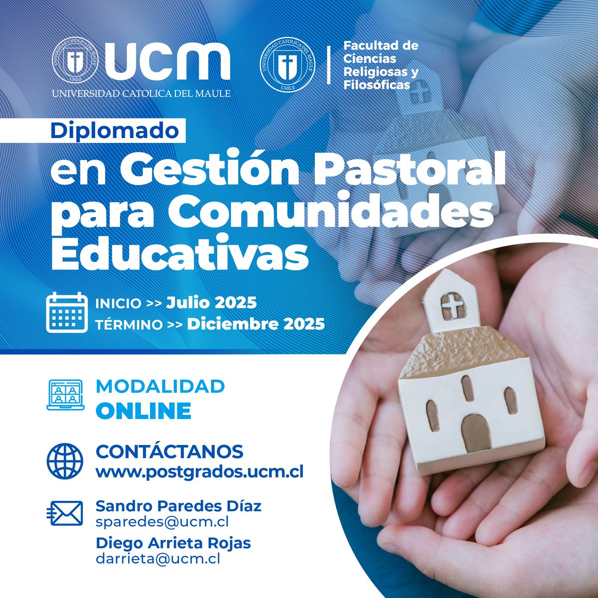 Cs. Religiosas y Filosóficas UCM (@fcryf_ucm) on Twitter photo ¡Últimos cupos! ‼️
🎓 Diplomado en Gestión Pastoral para Comunidades Educativas
🌐 Más información aquí: cutt.ly/trECxH31
#UniversidadQueTransforma <a href="/ucatolicamaule/">U.Católica del Maule</a> ¡Últimos cupos! ‼️
🎓 Diplomado en Gestión Pastoral para Comunidades Educativas
🌐 Más información aquí: cutt.ly/trECxH31
#UniversidadQueTransforma <a href="/ucatolicamaule/">U.Católica del Maule</a>