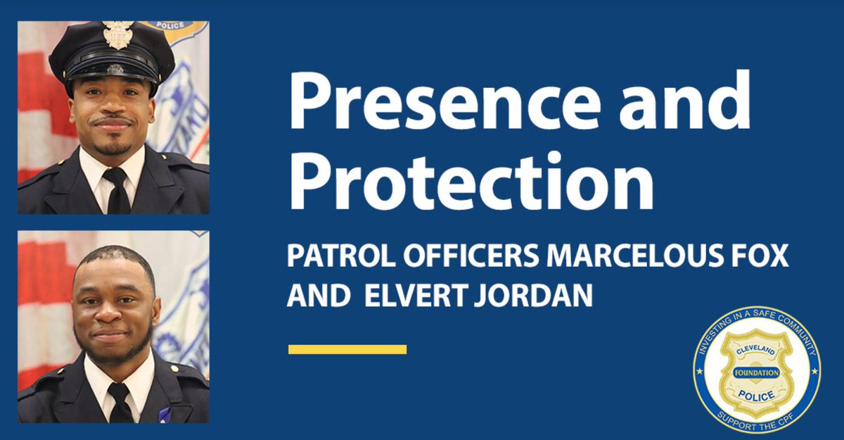 Cleveland Police District 3 Patrol Officers Marcelous Fox and Elvert Jordan are Cleveland Police Foundation’s ‘Officers of the Month.’ Their diligence included alerting the Arson Team to the presence of an apparent arsonist. Read more: clevelandpolicefoundation.org/awards/police-…