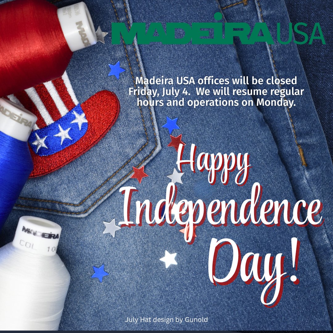 Madeira USA wishes you a fun and safe Independence Day holiday!  While we will be closed on July 4, you can order online all weekend long!  madeirausa.com