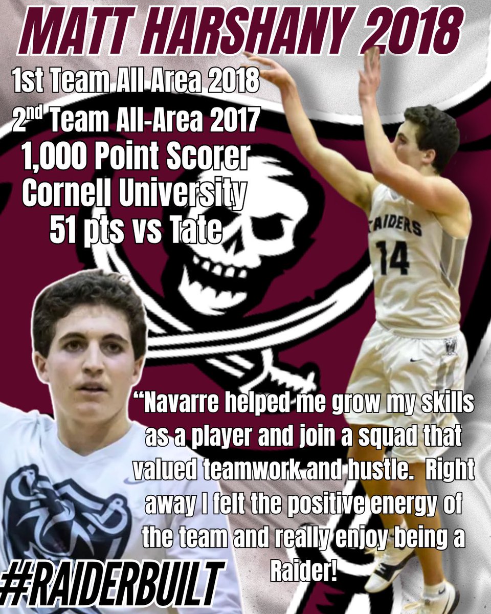 A demon to defend. Matt is our last D1 hooper, earning a scholarship to Cornell.  “Navarre helped me grow my skills as a player and join a squad that valued teamwork &amp; hustle.  Right away I felt the positive energy of the team &amp; really enjoy being a Raider!” #RaiderBuilt #GVB
