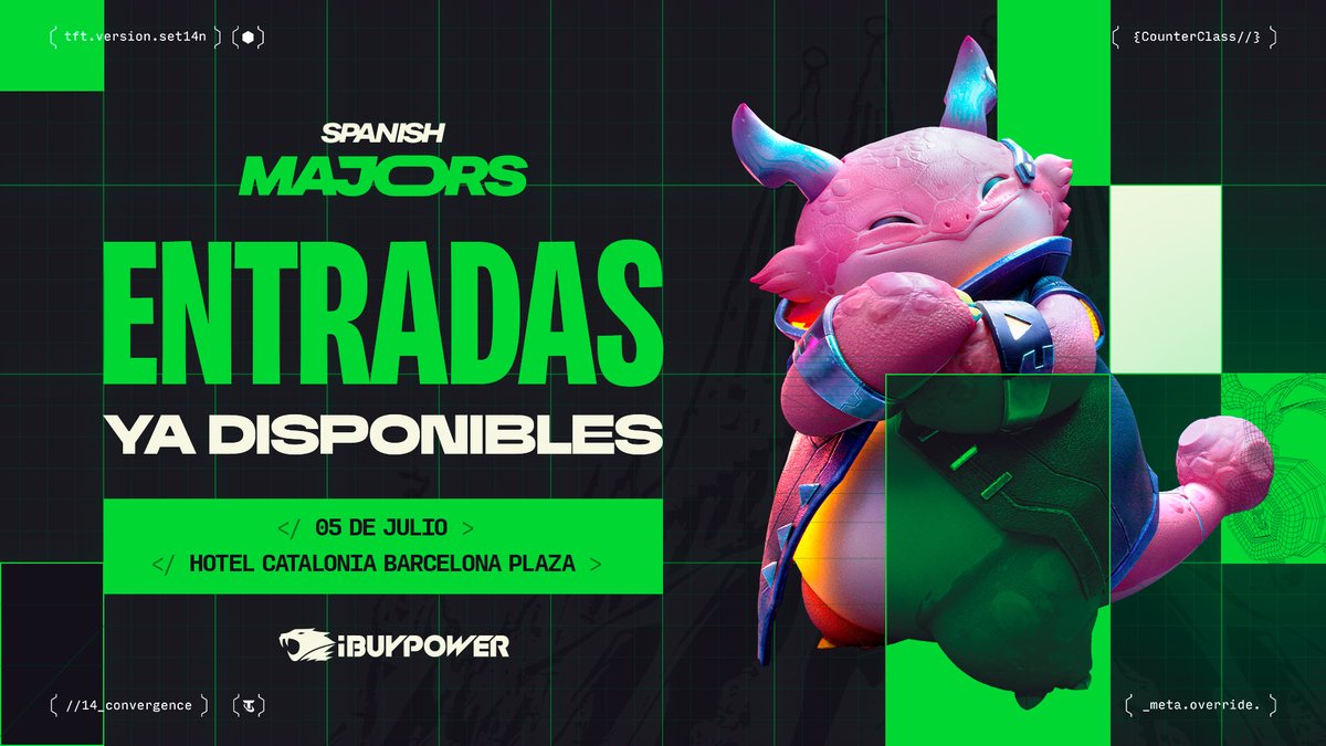 Juega TFT (@juegatft) on Twitter photo Para nada estamos nerviosos...
¡El sábado es el Spanish Majors!
Ya estamos preparando todo para el evento de <a href="/TFT_ES/">Teamfight Tactics ES</a>👾
📍Hotel Catalonia Barcelona Plaza
📅5 de julio
¡Quedan muy pocas entradas!
Compra la tuya en:
🎟️eventbrite.com/e/entradas-tft… Para nada estamos nerviosos...
¡El sábado es el Spanish Majors!
Ya estamos preparando todo para el evento de <a href="/TFT_ES/">Teamfight Tactics ES</a>👾
📍Hotel Catalonia Barcelona Plaza
📅5 de julio
¡Quedan muy pocas entradas!
Compra la tuya en:
🎟️eventbrite.com/e/entradas-tft…