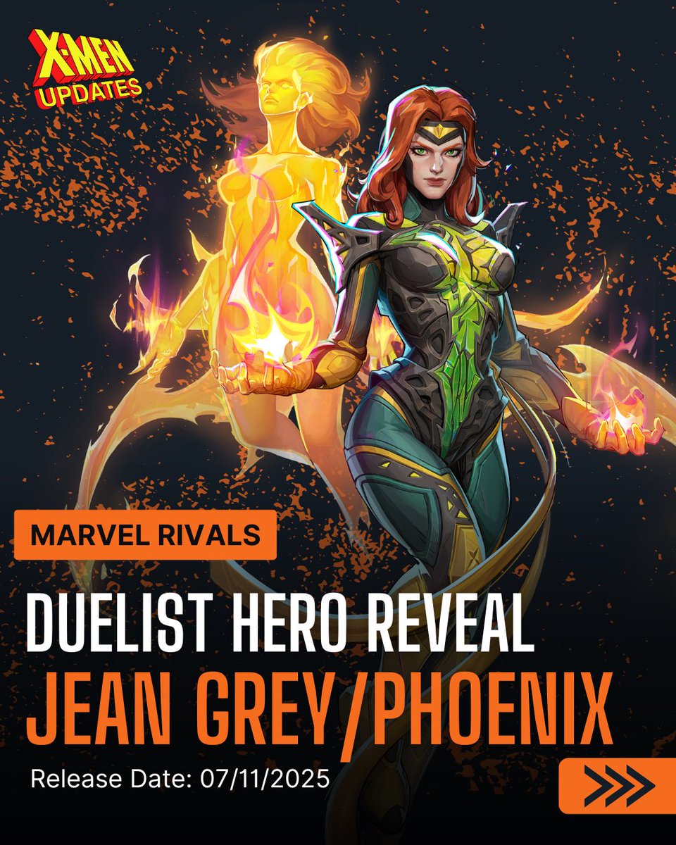 XMenUpdate's tweet image. Jean Grey is officially coming to #MarvelRivals on July 11. 🔥
Will you be playing? 💭