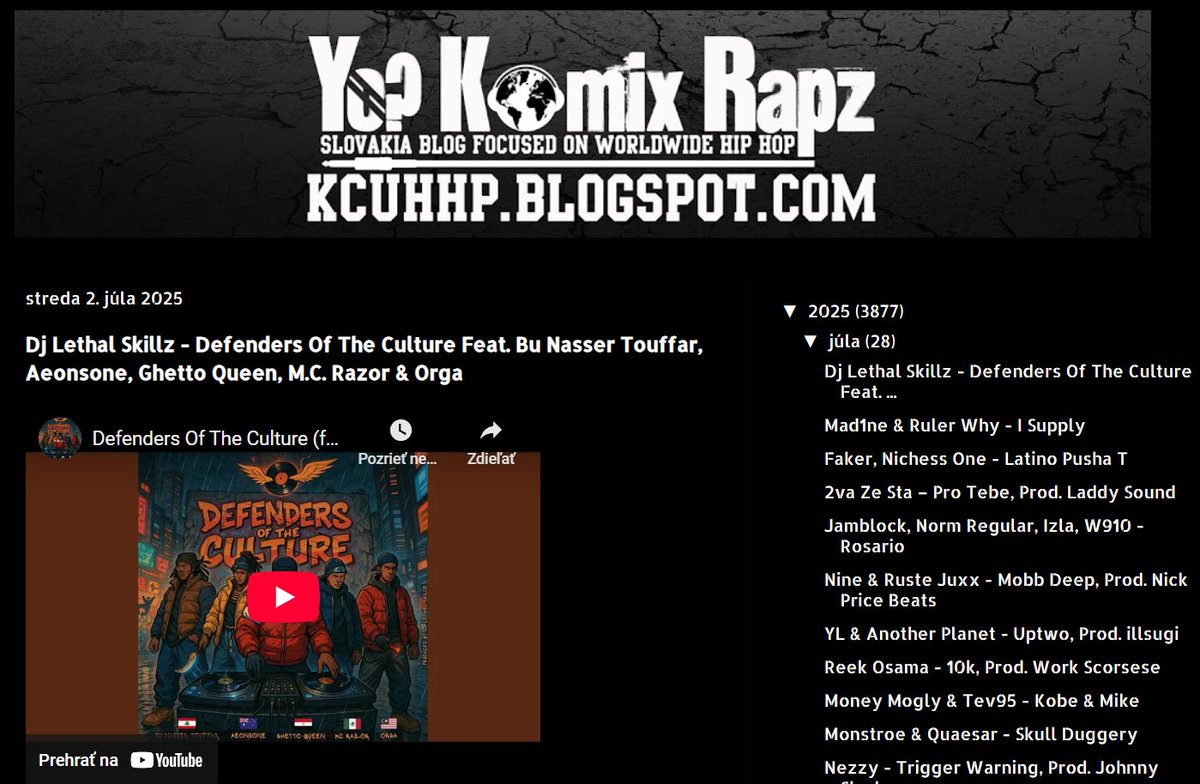 New Audio
Dj Lethal Skillz - Defenders Of The Culture Feat. Bu Nasser Touffar, Aeonsone, Ghetto Queen, M.C. Razor &amp; Orga
kcuhhp.blogspot.com/2025/07/dj-let…