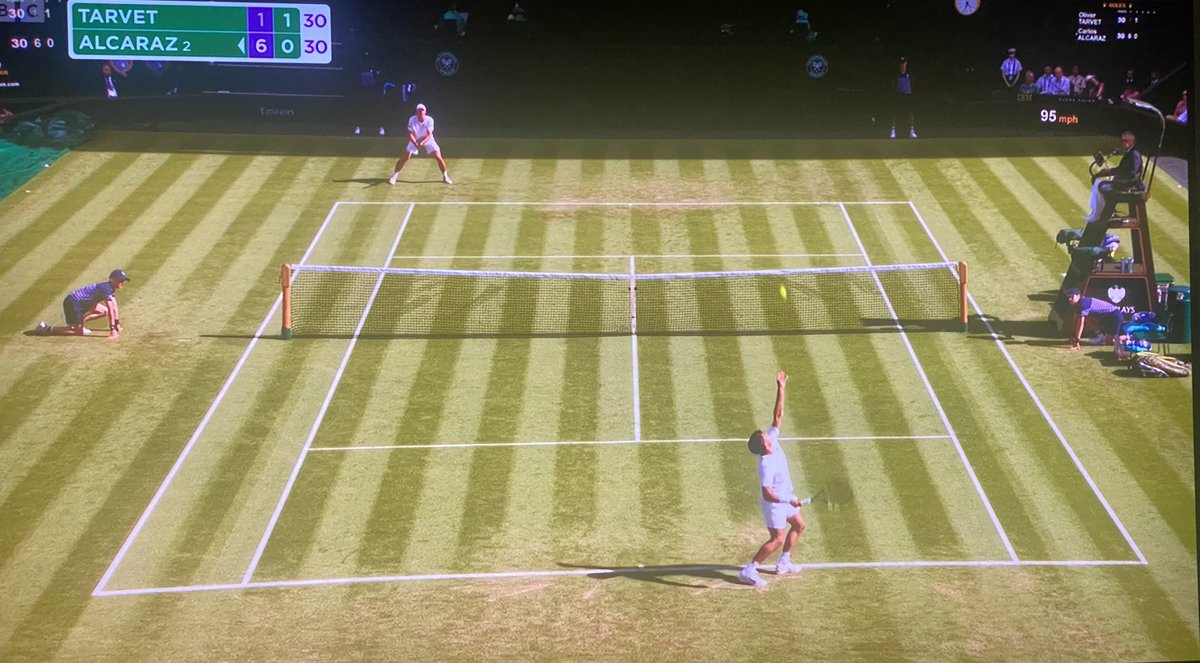 rowenamezzo's tweet photo. @MrAndrewCotter & 🐅#TimHenman really are the dream team. Loved their commentary of Alcaraz/Fognini on Monday now Alcaraz/Tarvet. Informative with space round points not relentless chattering right up to the moment the ball is struck & sometimes later. Less is more #Wimbledon2025 https://t.co/GSOqK88ieO