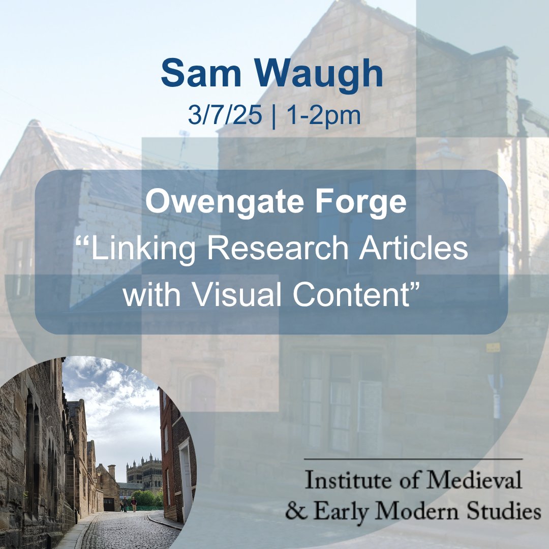 IMEMSDurham's tweet image. A reminder that we're breaking with tradition and holding a Summer Owengate Forge tomorrow afternoon (Thursday 3 July 1-2pm) at 7 Owengate! All IMEMS members welcome - feel free to bring your lunch! 💭🥪