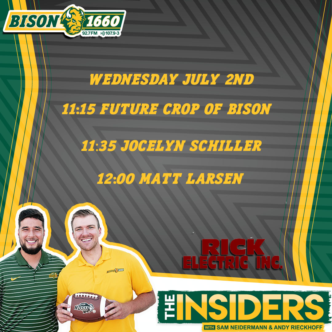 Insiders 7/2 with <a href="/AndyOnTheAM/">Andy Rieckhoff</a> &amp; <a href="/IanLongtin10/">Ian Longtin</a> in studio.
📱701-476-1660
💻bison1660.com/player/?player…