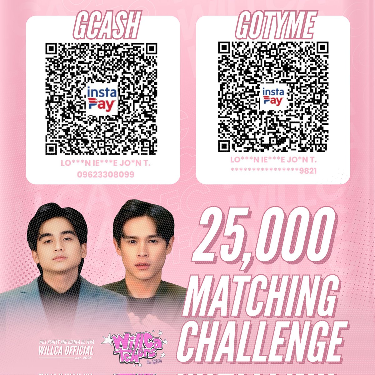 willcaofc's tweet photo. 𝟐𝟓,𝟎𝟎𝟎 𝐌𝐀𝐓𝐂𝐇𝐈𝐍𝐆 𝐂𝐇𝐀𝐋𝐋𝐄𝐍𝐆𝐄

A generous sponsors have pledged to donate P25,000 - but only if we can MATCH IT peso for peso! 

This is our chance to double our support and make a huge impact for BBS RAWI. Every contribution you send will help us unlock that extra P25,000 boost for our collective goal.

Scan the QR codes via GCash or GoTyme and drop the highest amount you can! No amount is too small when it comes from a family that moves with one heart and one goal.

BBS RAWI

#WillCa
#WillBi
#WillAshley | #BiancaDeVera
#BBSRAWI
#PBBCelebrityCollabEdition