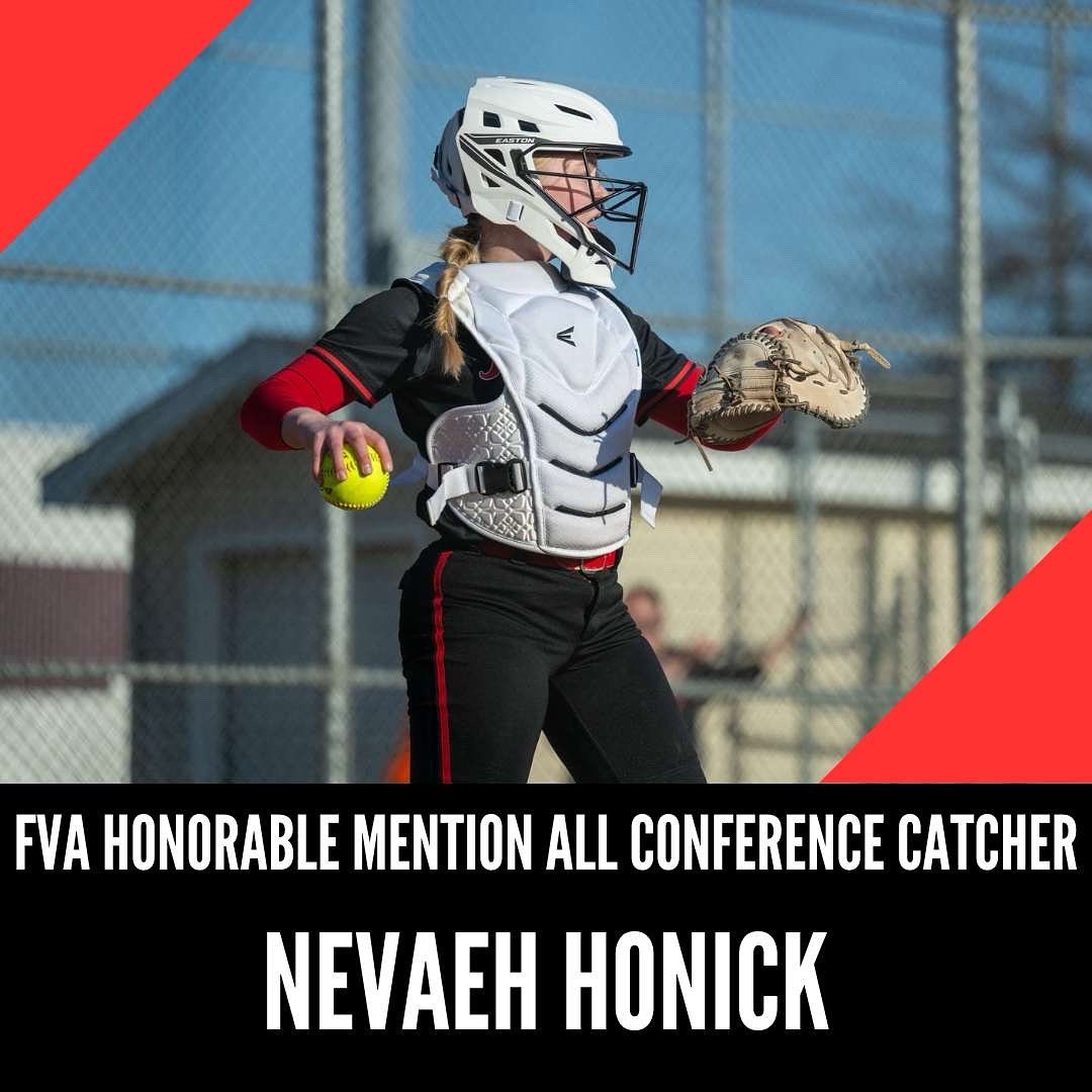 Congratulations to our junior catcher, Nevaeh Honick!! We are so proud of you ❤️