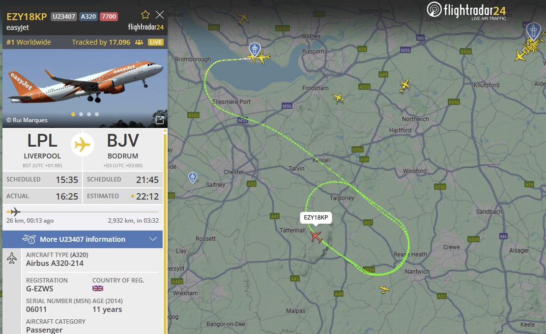 ADESSO [02.07-17:30] in corso #emergenza7700 per #aereo passeggeri #Airbus A320-214 #EasyJet volo #EZY18KP #U23407 da #Liverpool #LPL a #Bodrum #BJV
👉Possibile bird strike in fase di decollo #birdstrike
👉Informazioni su emergenze aeree: emergenza24.org/aerei-emergenz…