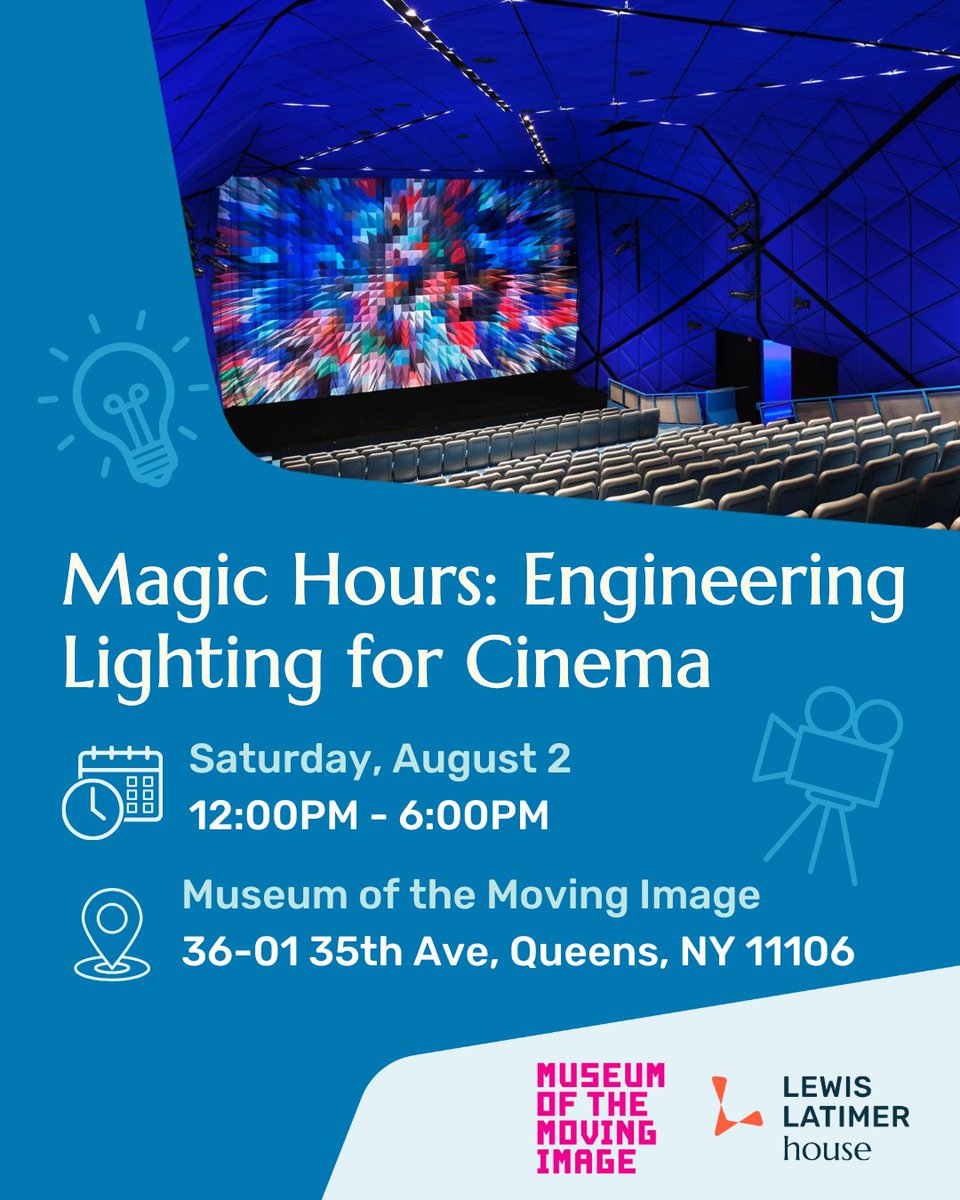 LatimerHouse's tweet image. Join us at @MovingImageNYC to explore the influence of Black innovations in lighting for cinema! The event will feature STEAM lighting activities led by our educators, a film screening, and artist talks.
RSVP for free at movingimage.org!
#LewisLatimerHouse #MoMI