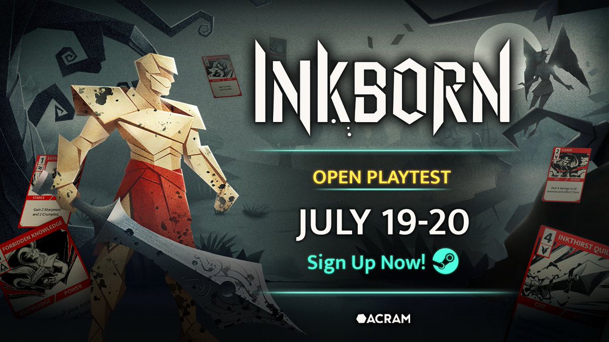 Hey Inkborn community! 👋

We're super excited to announce that Inkborn will be open to everyone for a limited-time Playtest on Steam! From July 19th to July 20th, you can jump into the game, explore its unique Glyph-based combos system, and help shape the future of the project